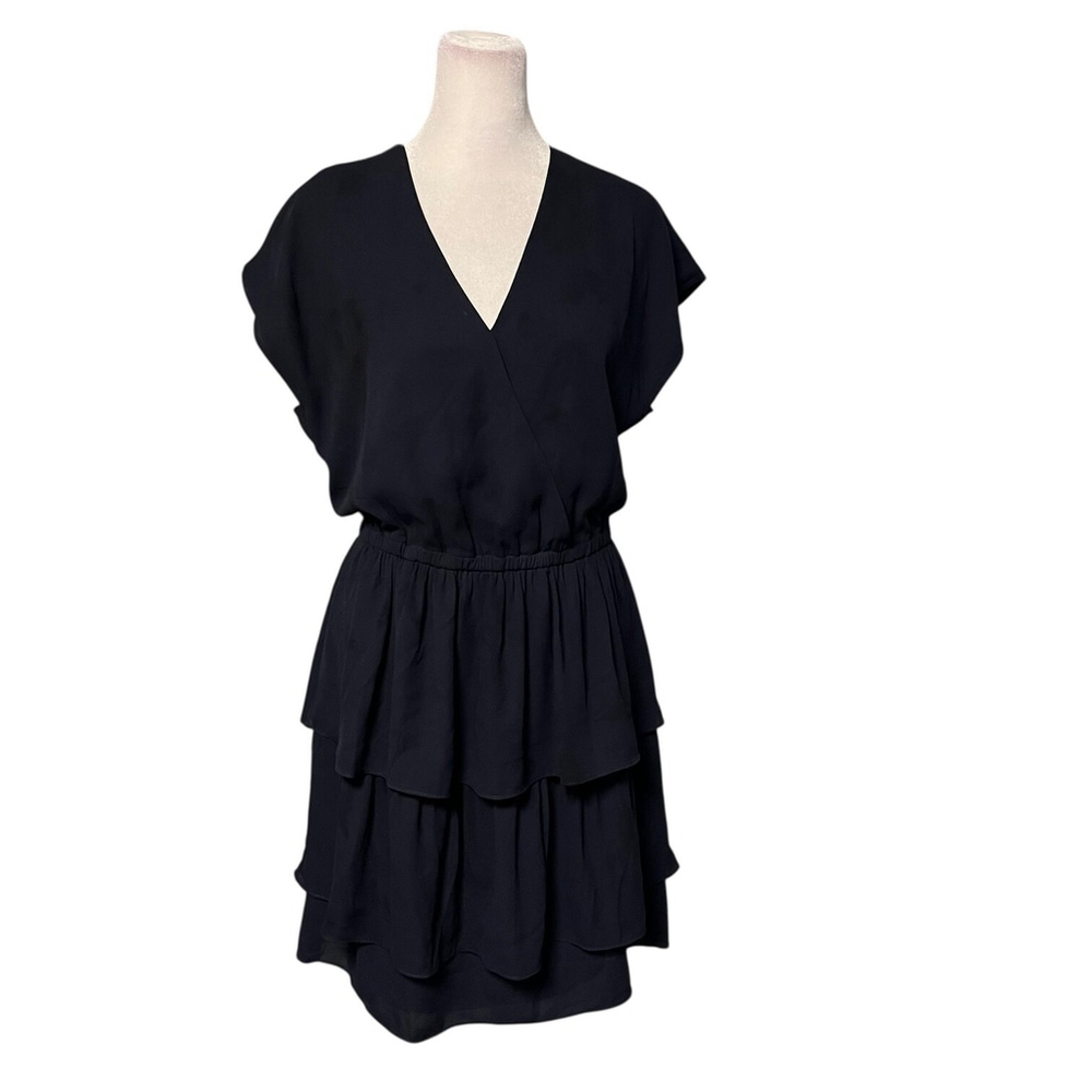 J. Crew Point Sur Navy Blue Vneck Tiered Dress Size 6 NWT